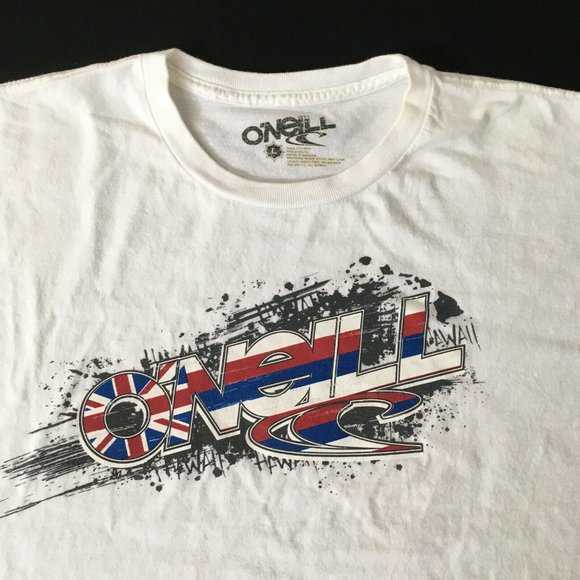 #87 O'Neill Co Short Sleeve White T-Shirt Men's L Crew-Neck Standard Fit Cotton - Picture 6 of 7
